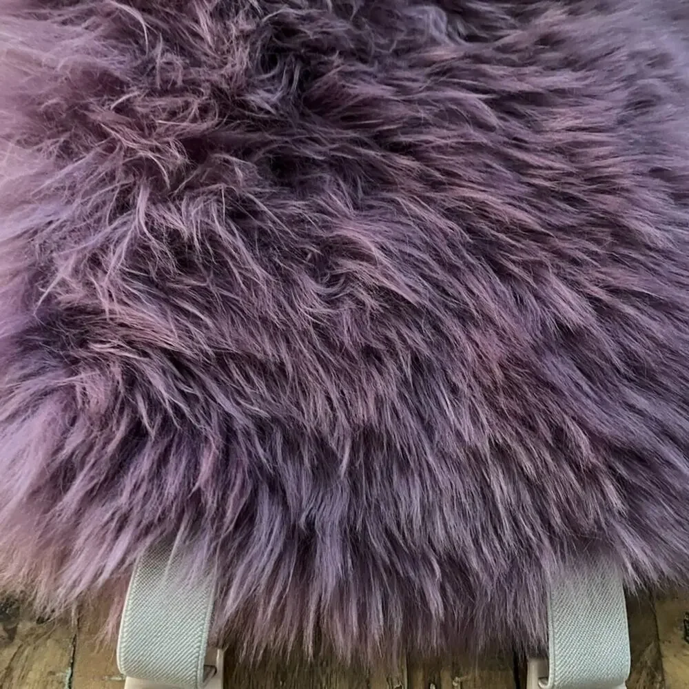 Genuine Sheepskin Fur Car Seat Cover Dyed Purple Seat Pad Cushion